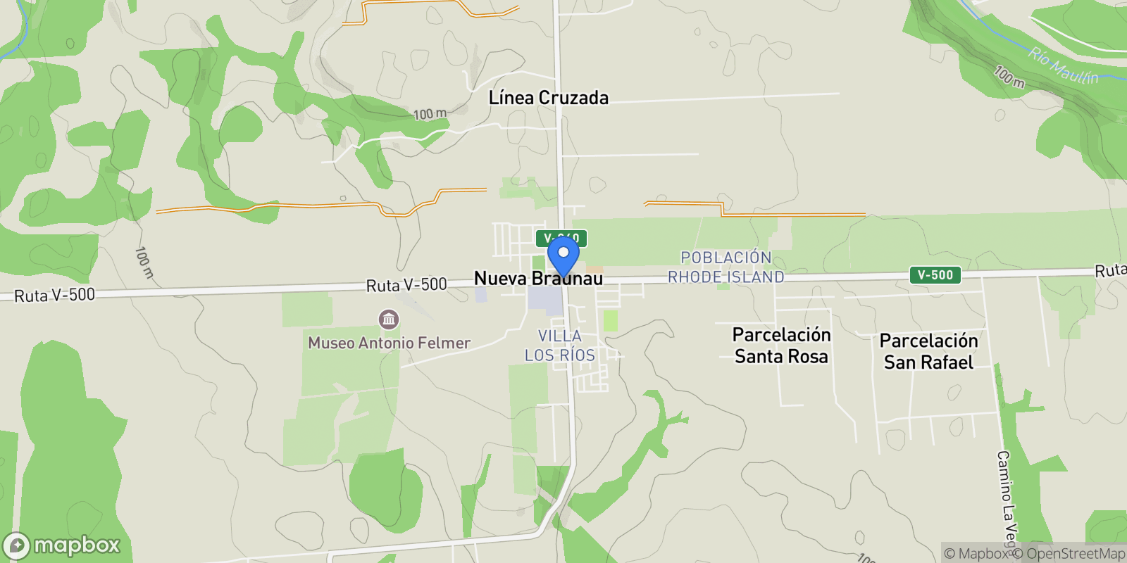 Map showing New Braunau, Puerto Varas, Los Lagos, Chile, New Braunau, Los Lagos, Chile.