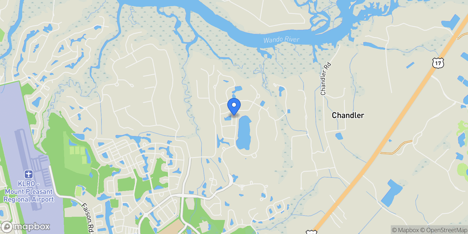 Map showing 1915 Bolden Drive, Mount Pleasant, SC 29466, Mount Pleasant, South Carolina, United States.
