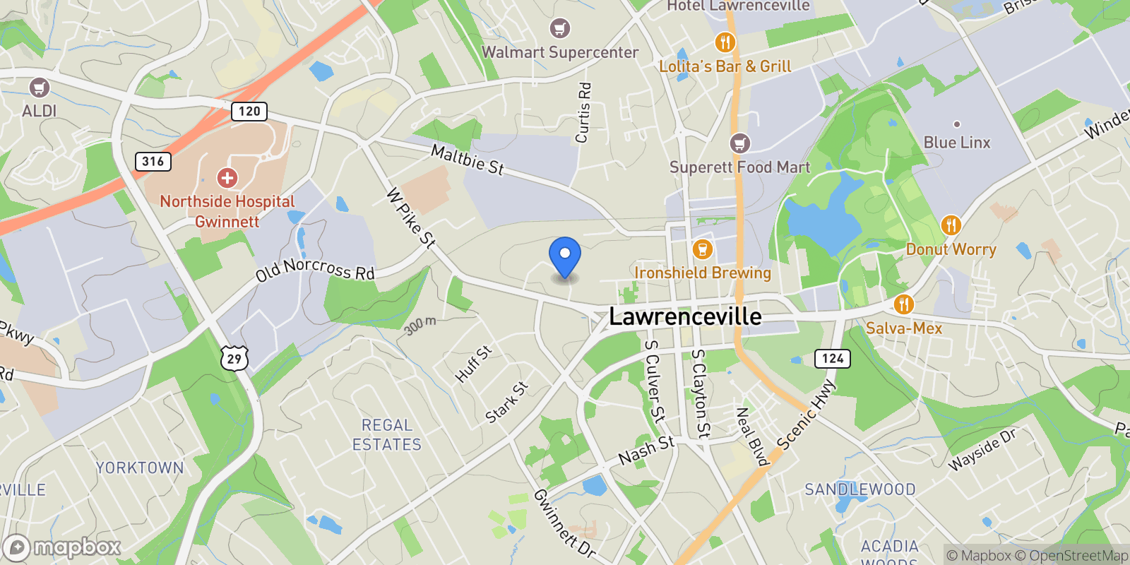 Map showing Lawrenceville, Georgia, United States.