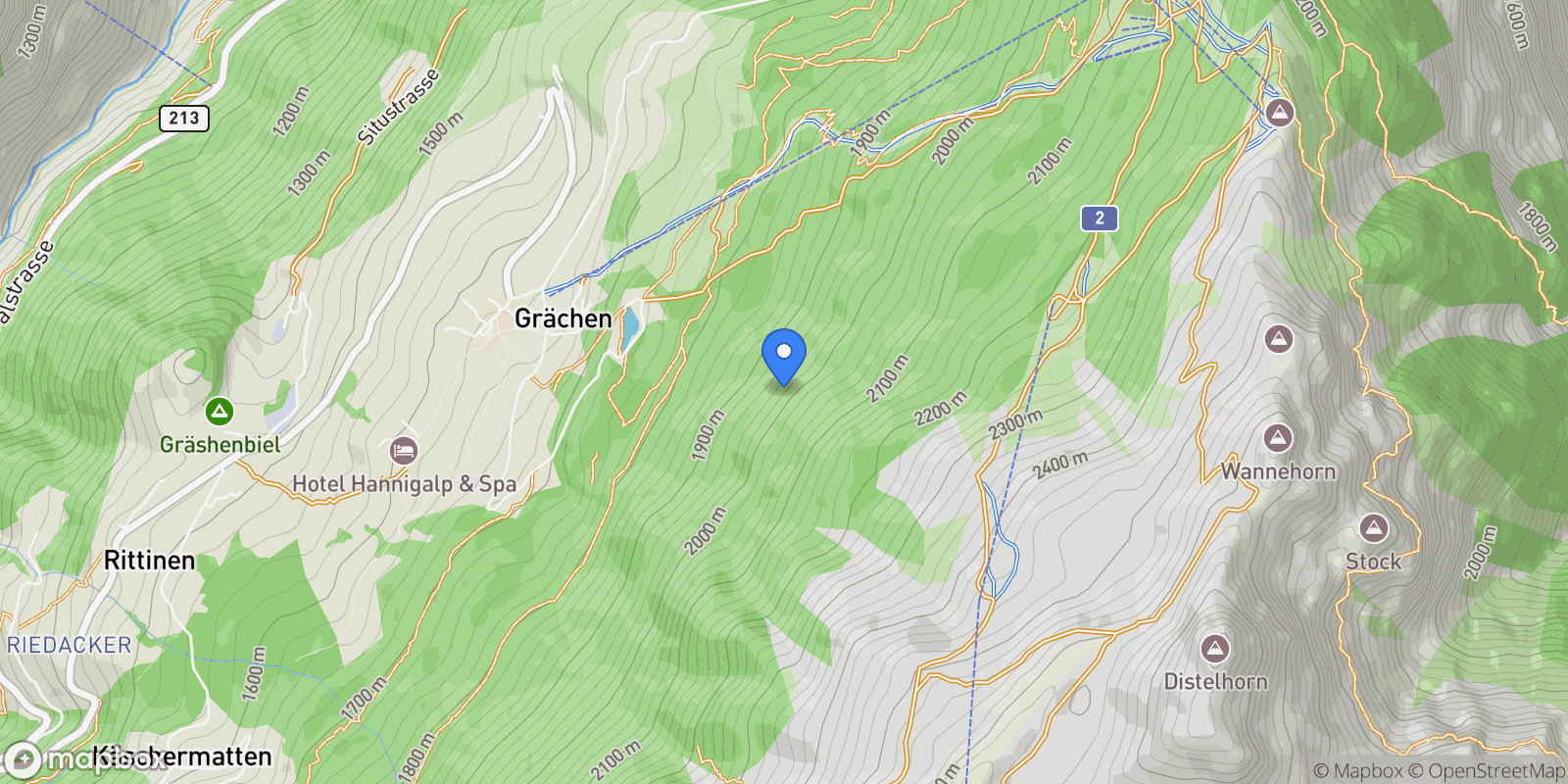 Map showing Grächen, Valais, Switzerland.