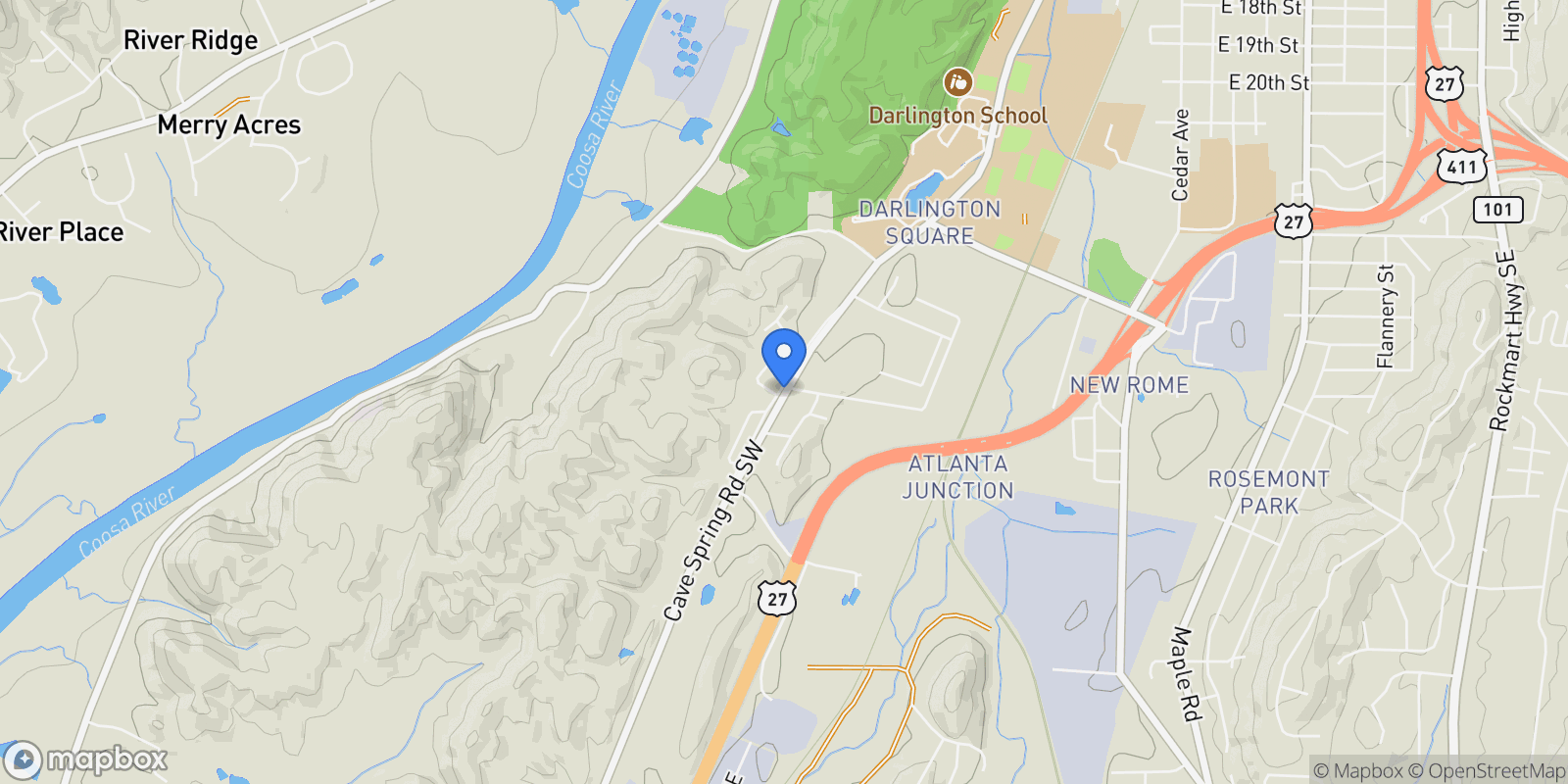 Map showing Rome, Georgia, United States.