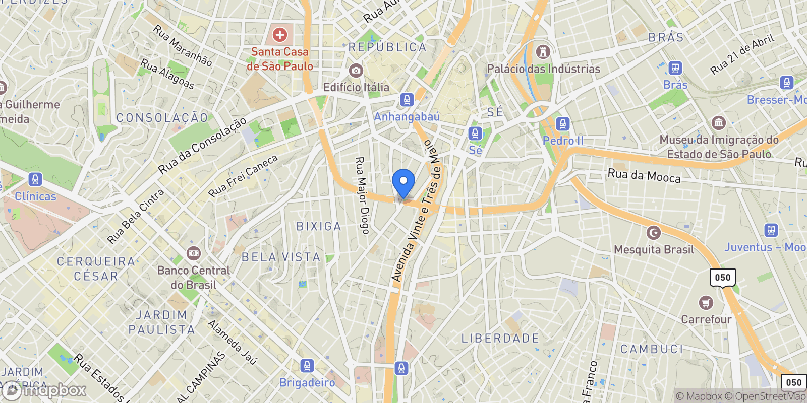 Map showing São Paulo, State of São Paulo, Brazil.