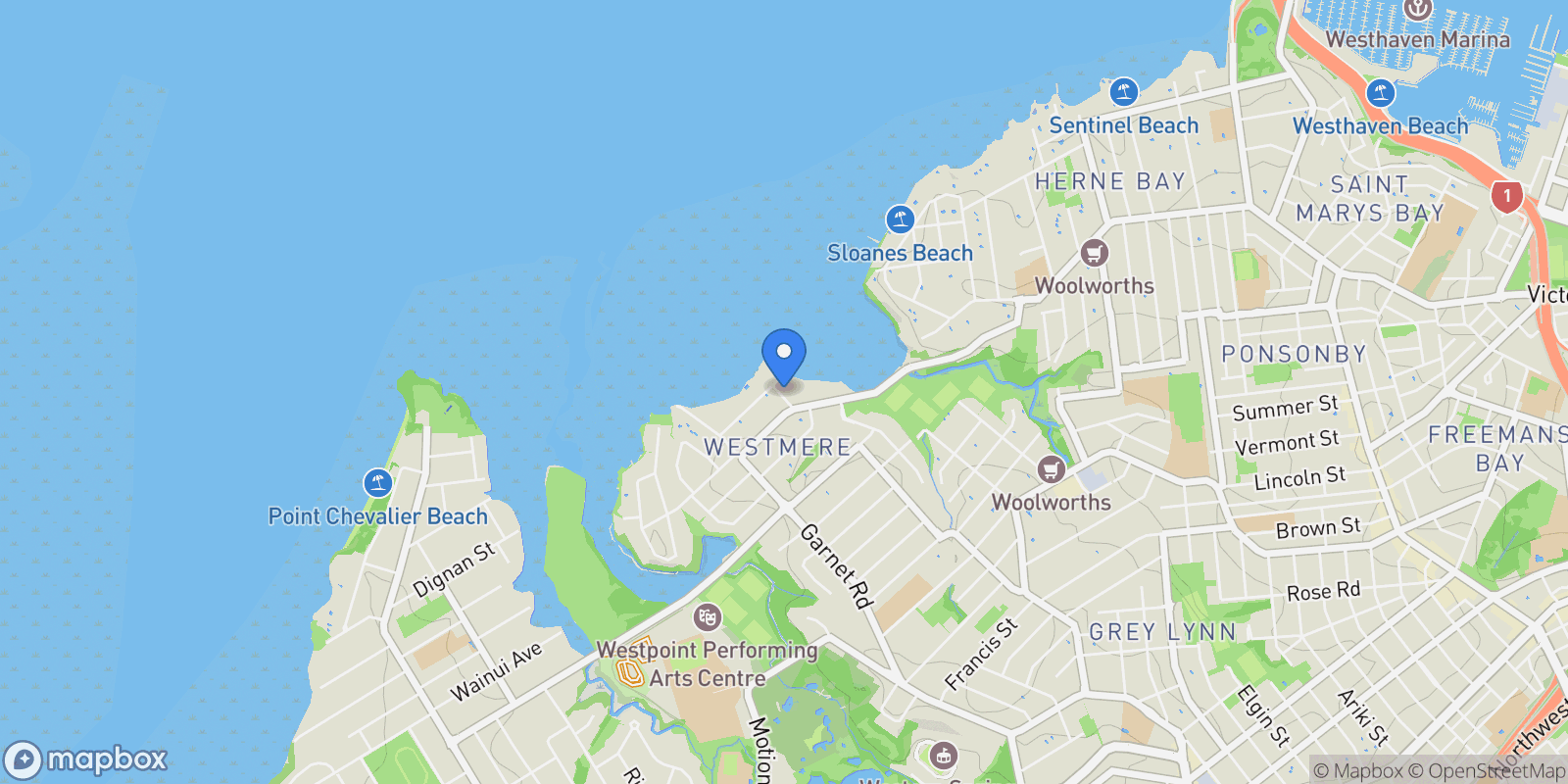 Map showing 5 Kotare Avenue Westmere, Auckland, AUK 1022, Auckland, Auckland, New Zealand.