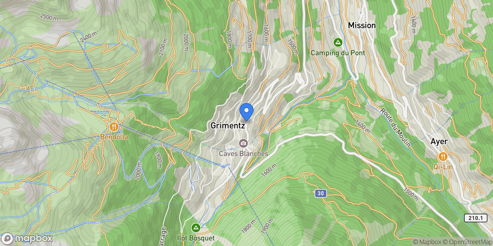 Map showing Anniviers, Valais, Switzerland.