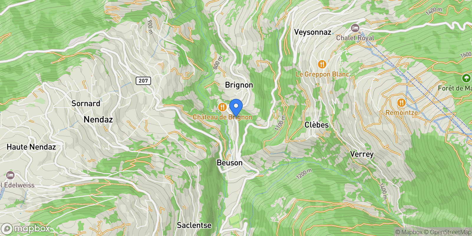 Map showing Nendaz, Valais, Switzerland.