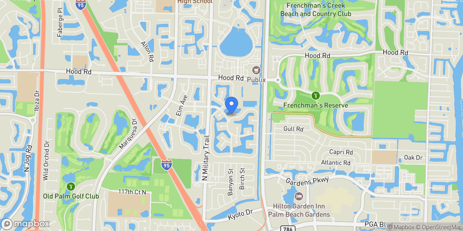 Map showing 1364 Saint Lawrence Drive , Palm Beach Gardens, FL 33410, Palm Beach Gardens, Florida, United States.