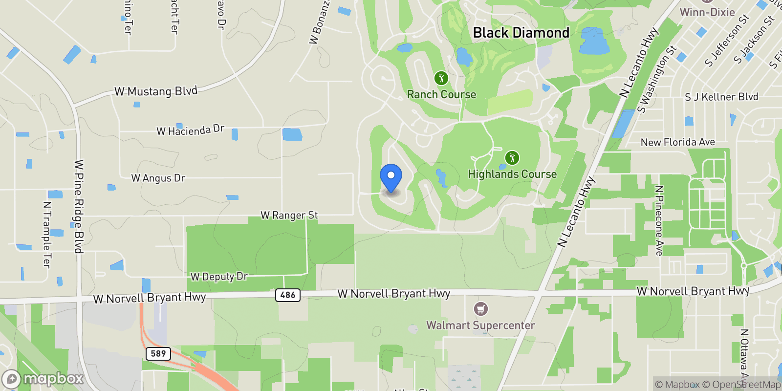 Map showing 2618 N Carnoustie Loop, Lecanto, FL 34461, Lecanto, Florida, United States.