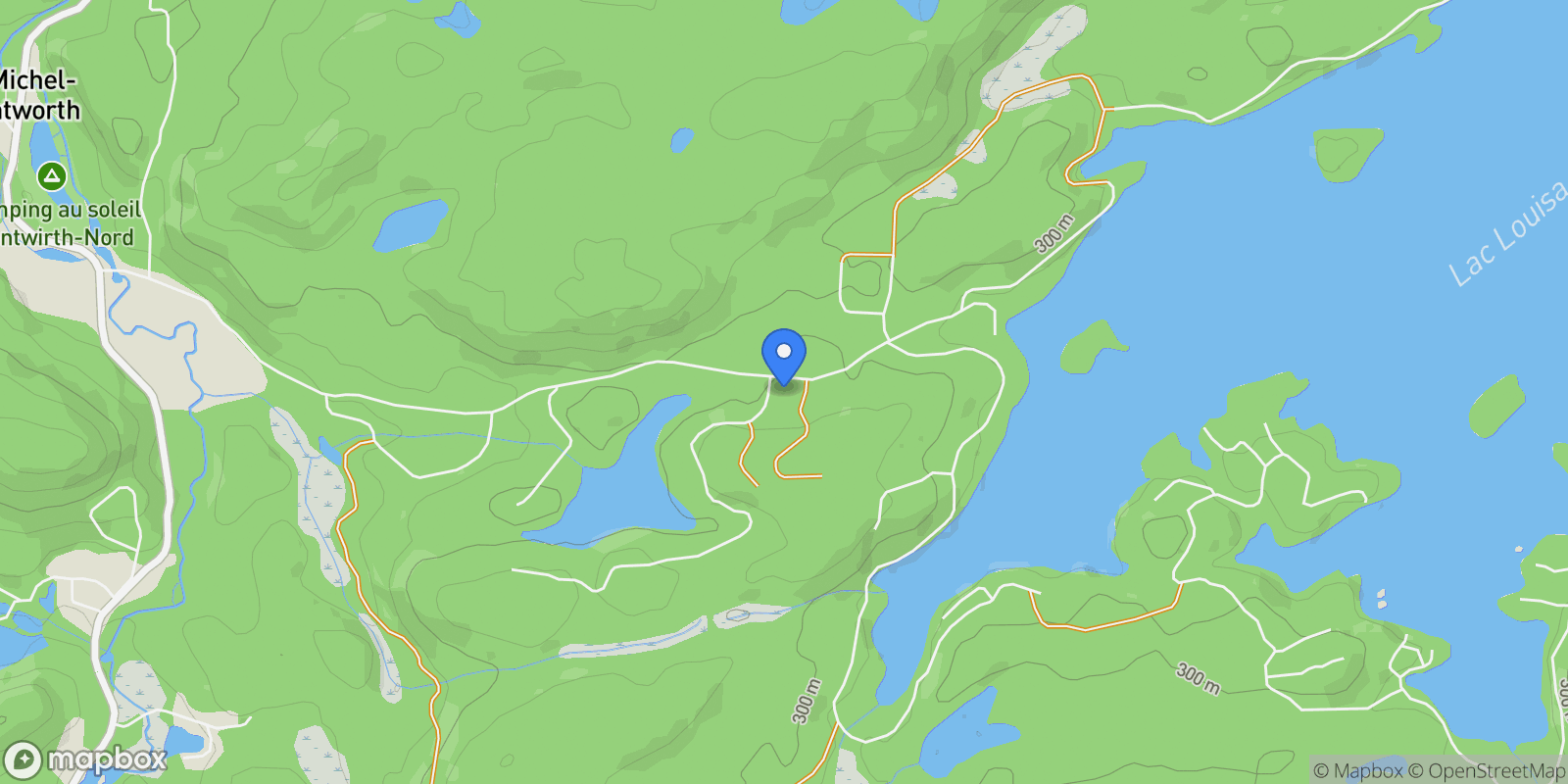 Map showing 1045 Ch. du Lac-Louisa, Wentworth North, Quebec, Canada.