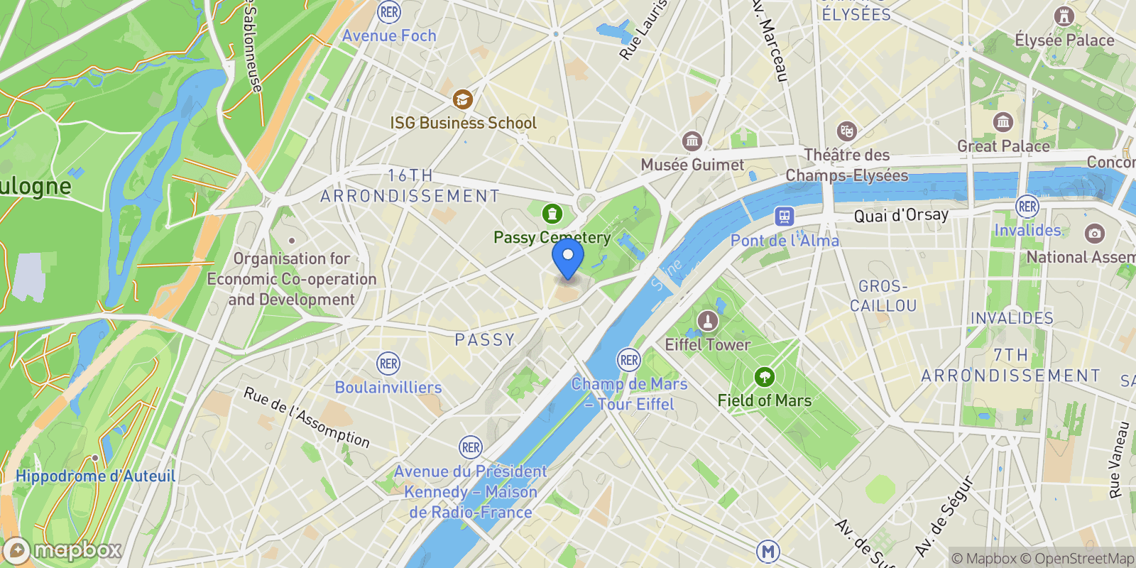 Map showing Paris, Île-de-France, France.