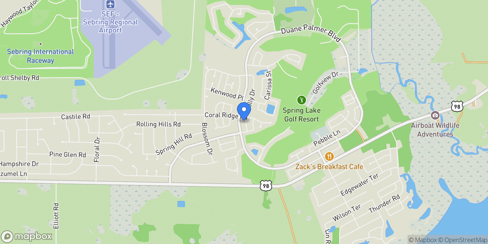 Map showing 424 Holly Drive , Sebring, FL 33876, Sebring, Florida, United States.