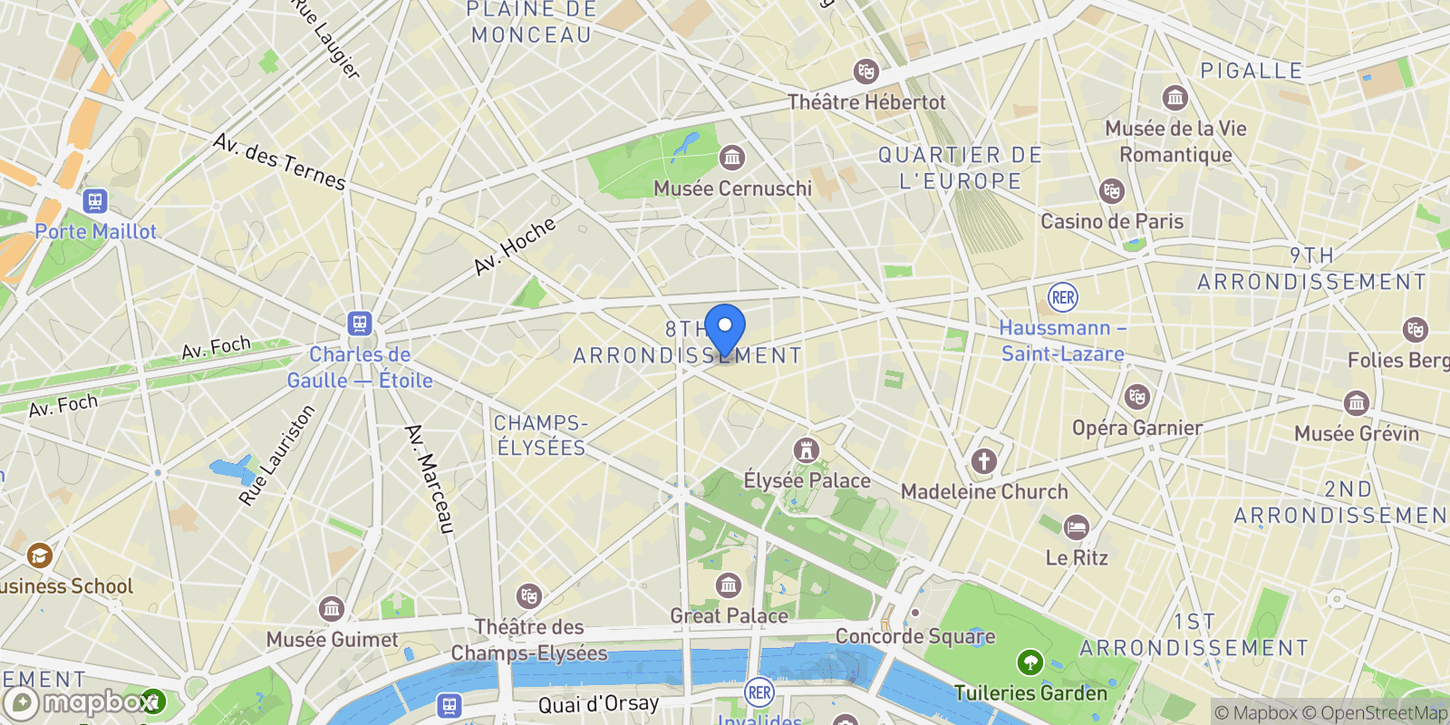 Map showing Paris, Île-de-France, France.