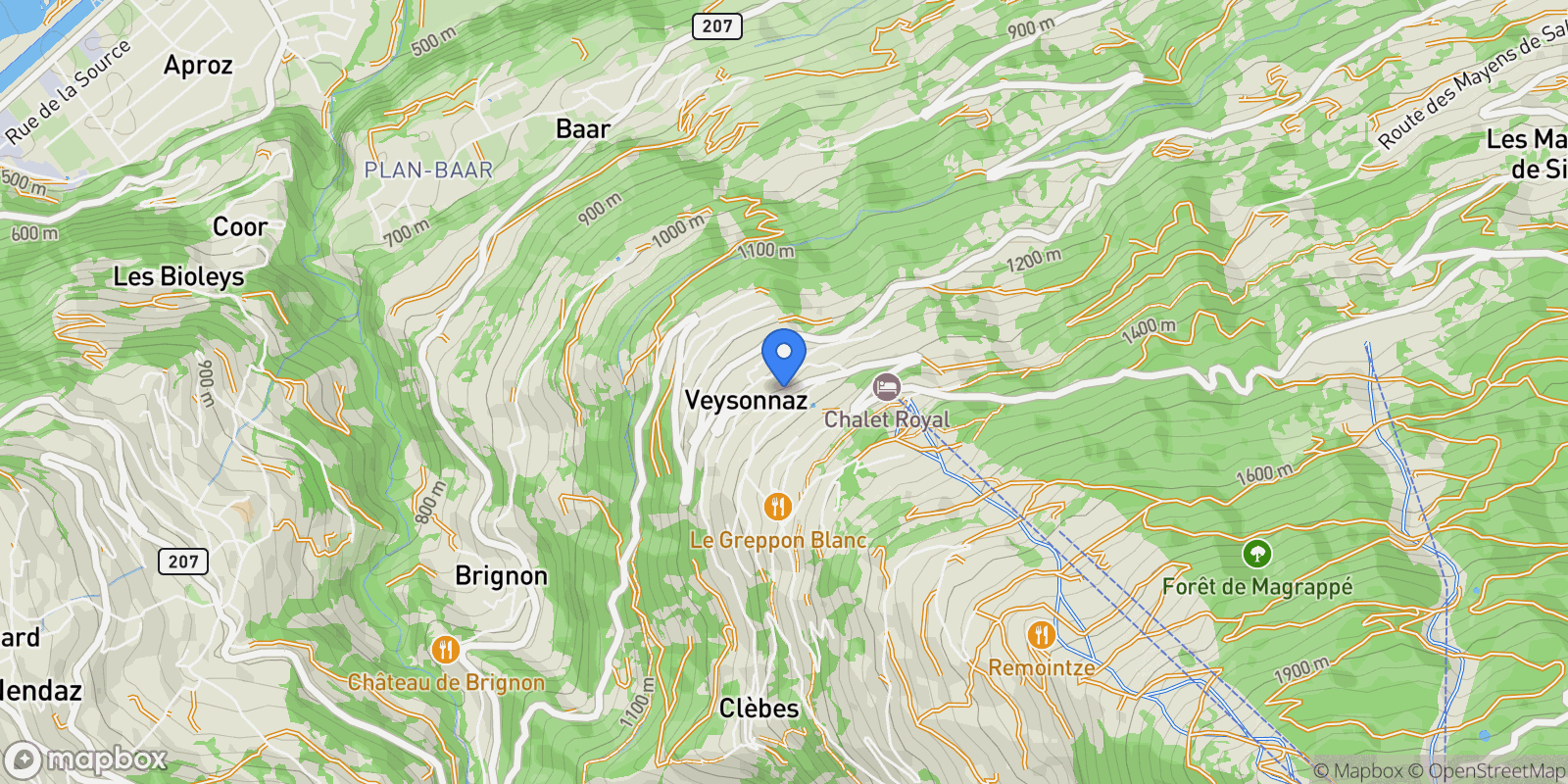 Map showing Veysonnaz, Valais, Switzerland.