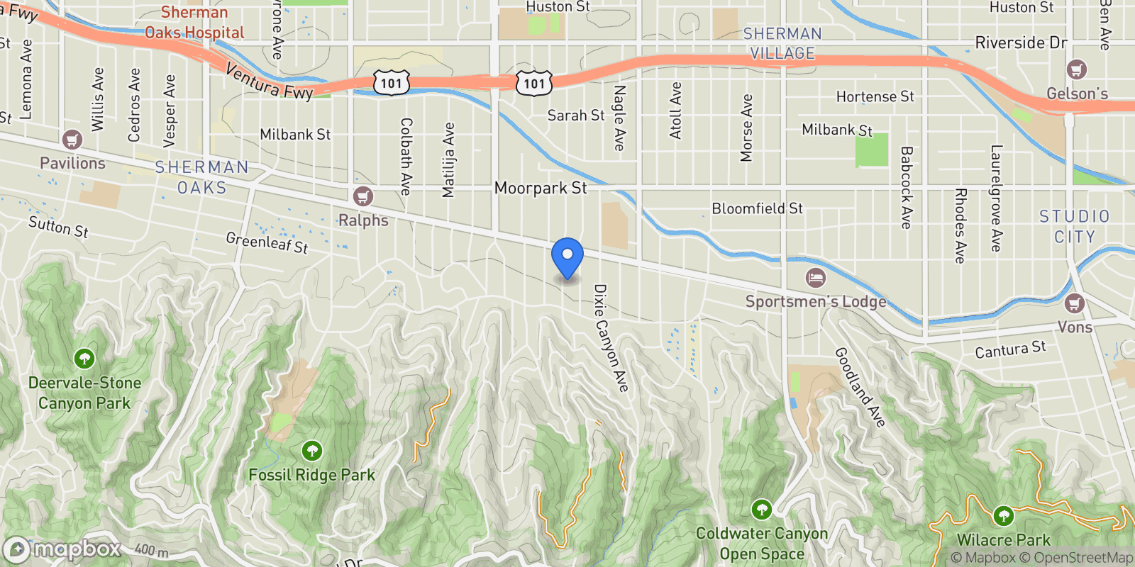 Map showing 4140 Sunnyslope Ave, Los Angeles, California, United States.