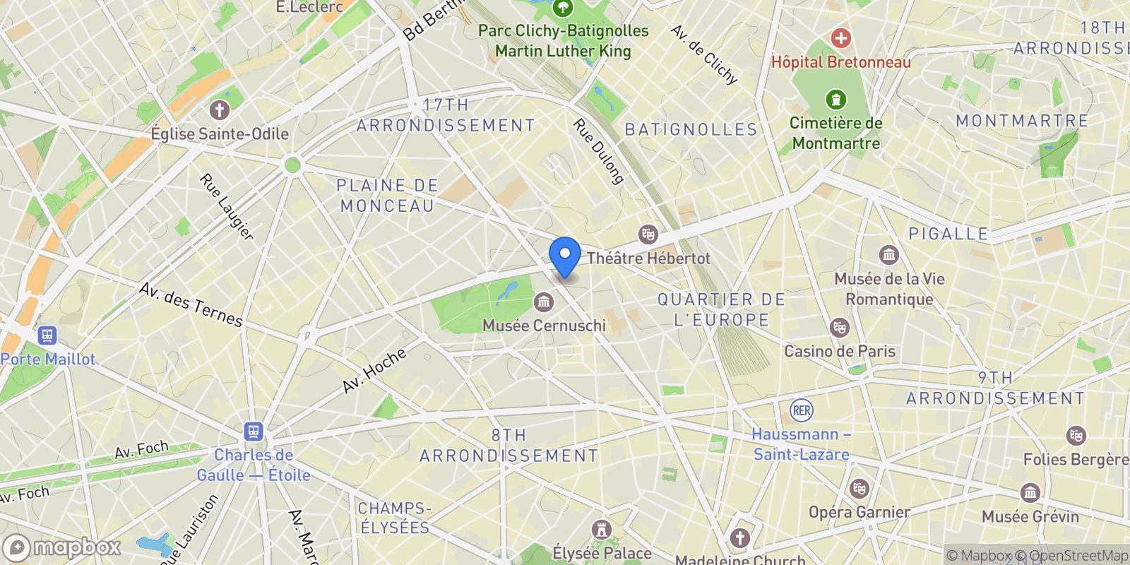 Map showing Paris, Île-de-France, France.
