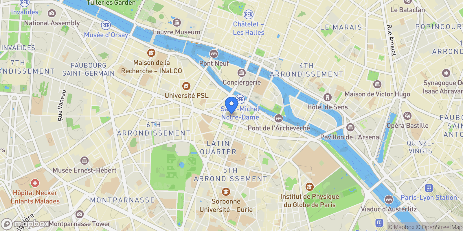 Map showing Paris, Île-de-France, France.