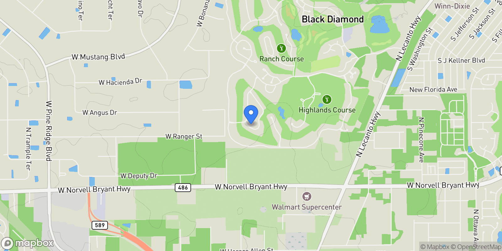 Map showing 2622 N Carnoustie Loop, Lecanto, FL 34461, Lecanto, Florida, United States.
