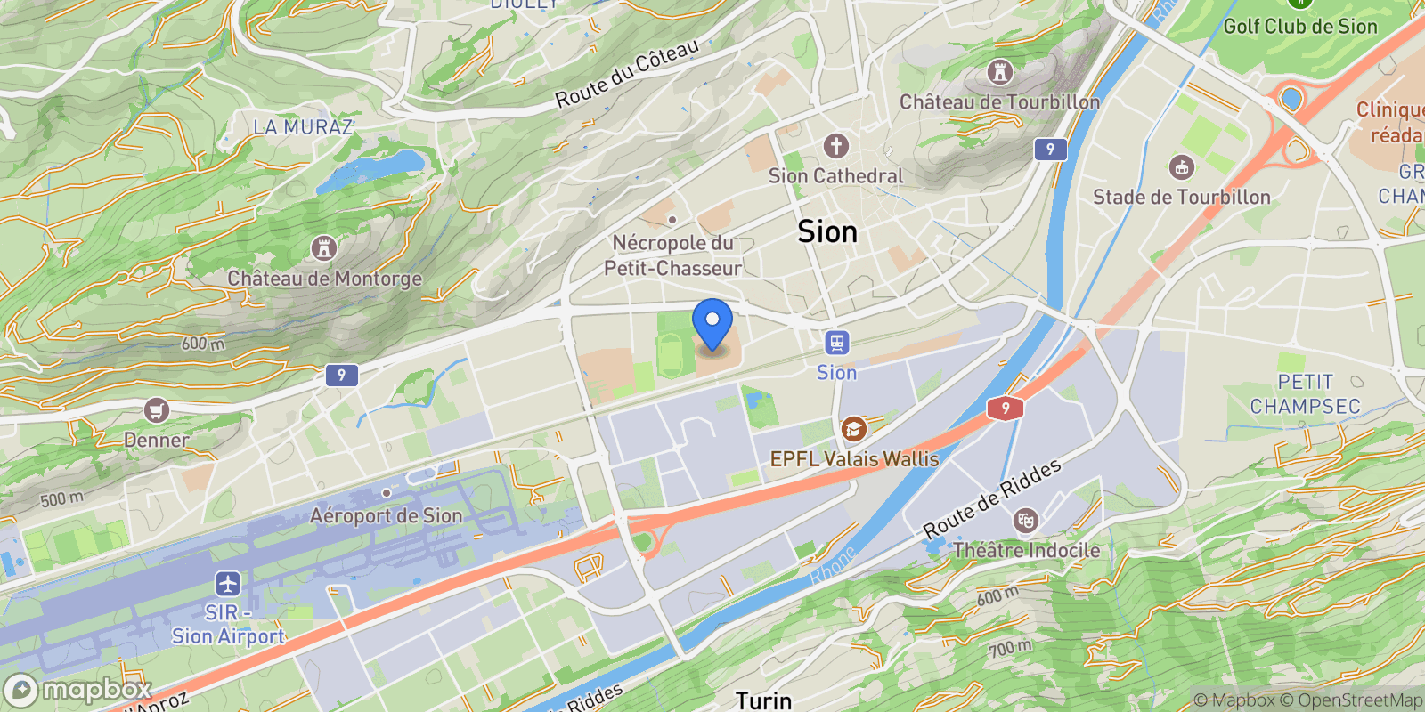 Map showing Sion, Valais, Switzerland.