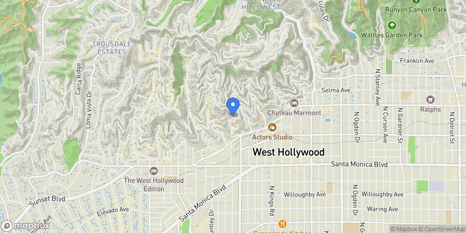 Map showing 8515 Hedges Way, Los Angeles, California, United States.