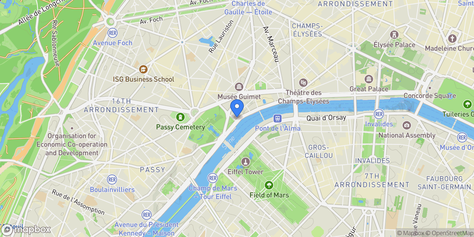 Map showing Paris, Île-de-France, France.