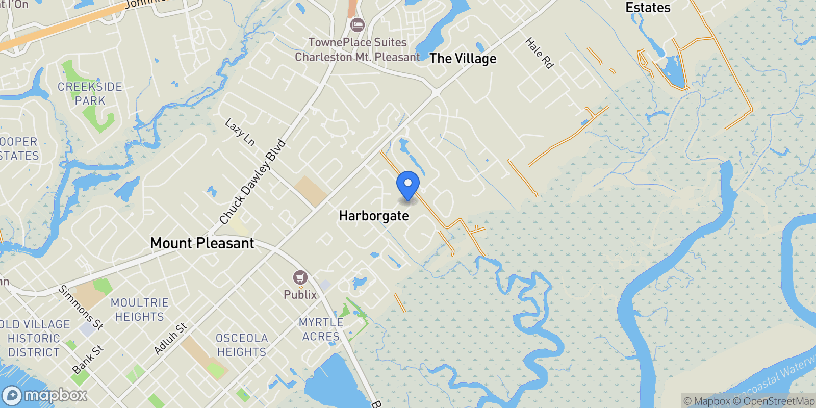 Map showing 1180 Island View Drive, Mount Pleasant, SC, 29464, USA, Mount Pleasant, South Carolina, United States.