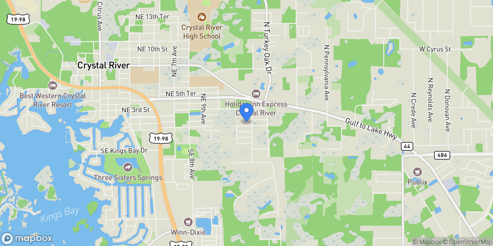 Map showing 1154 NE 1st Street, Crystal River, FL 34429, Crystal River, Florida, United States.