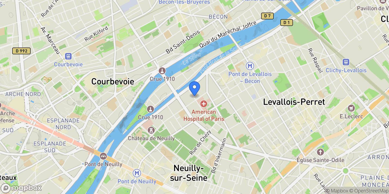 Map showing Neuilly-sur-Seine, Île-de-France, France.