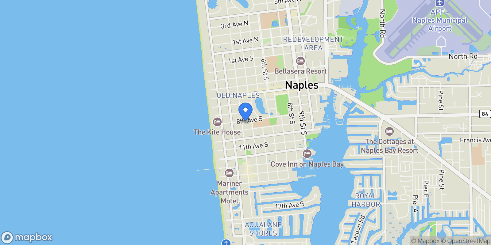 Map showing 334 8th AVE S, #7, Naples, FL, 34102, USA, Naples, Florida, United States.