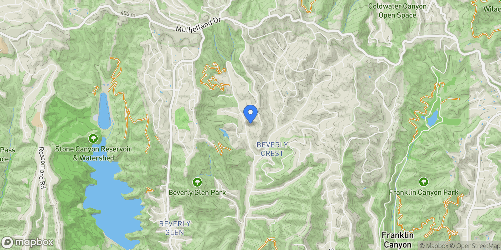Map showing 2576 Benedict Canyon Dr, Beverly Hills, California, United States.