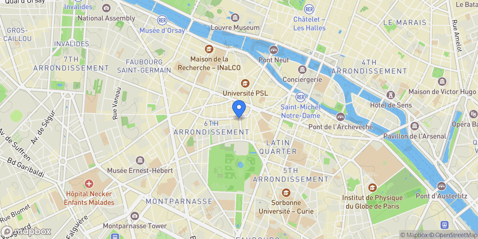 Map showing Paris, Île-de-France, France.