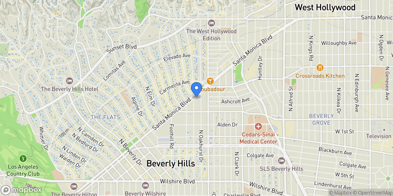 Map showing 460 N Palm Dr, Beverly Hills, California, United States.