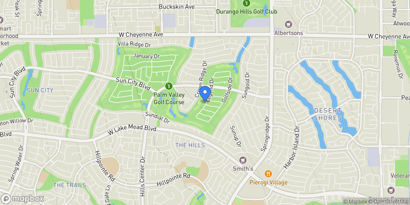 Map showing 2633 Legend Drive, Las Vegas, Nevada, United States.