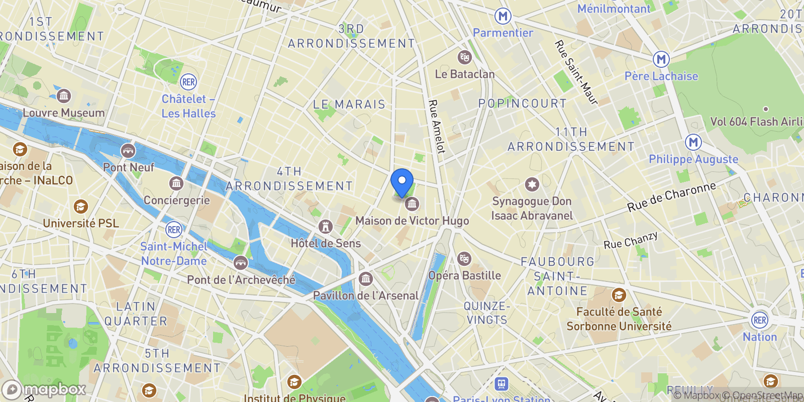 Map showing Paris, Île-de-France, France.