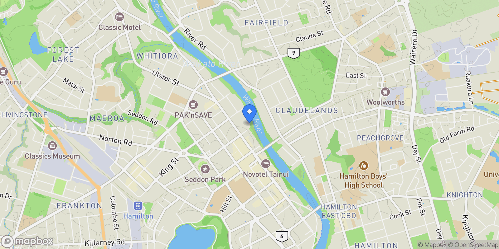 Map showing 1A Hamilton Parade, Hamilton, WKO 3204, Hamilton, Waikato, New Zealand.