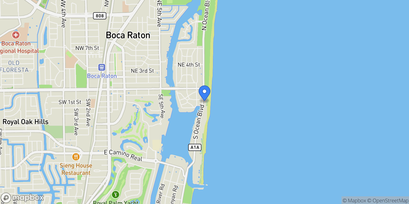 Map showing 250 S Ocean Boulevard, #11c, Boca Raton, FL, 33432, USA, Boca Raton, Florida, United States.