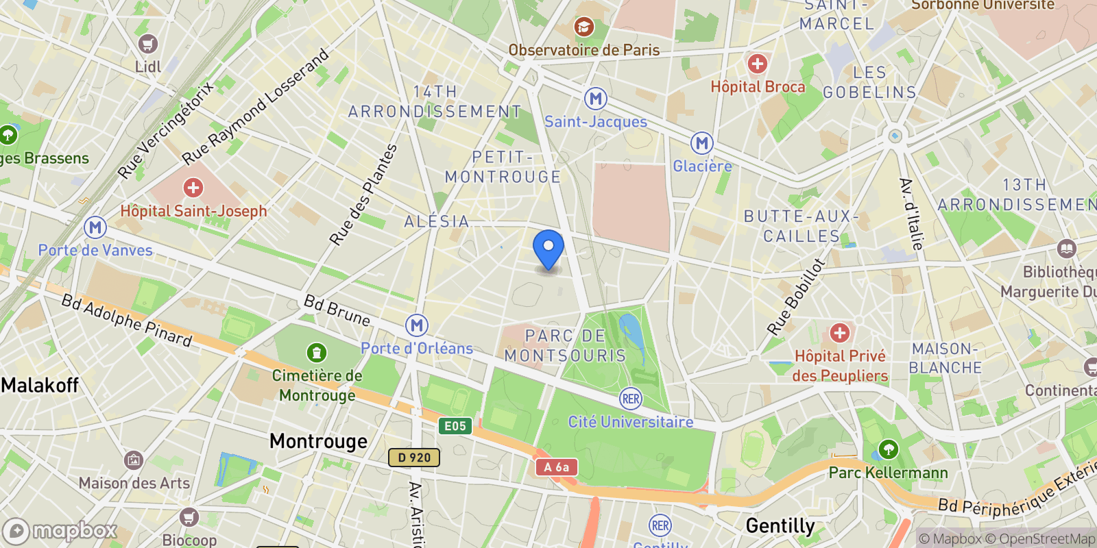 Map showing Paris, Île-de-France, France.