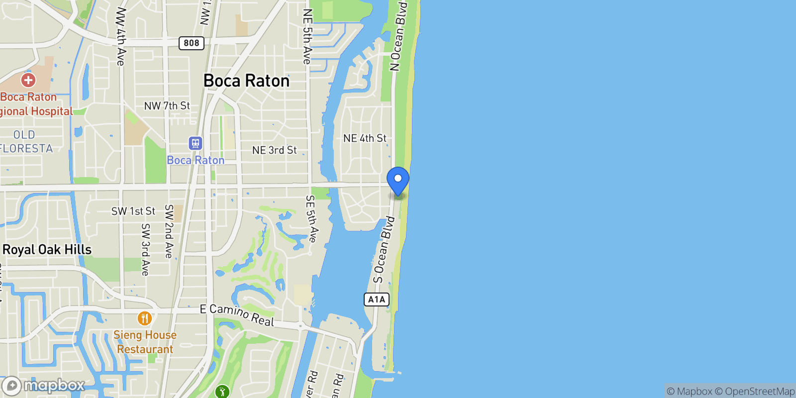 Map showing 250 S Ocean Boulevard, #4f, Boca Raton, FL, 33432, USA, Boca Raton, Florida, United States.