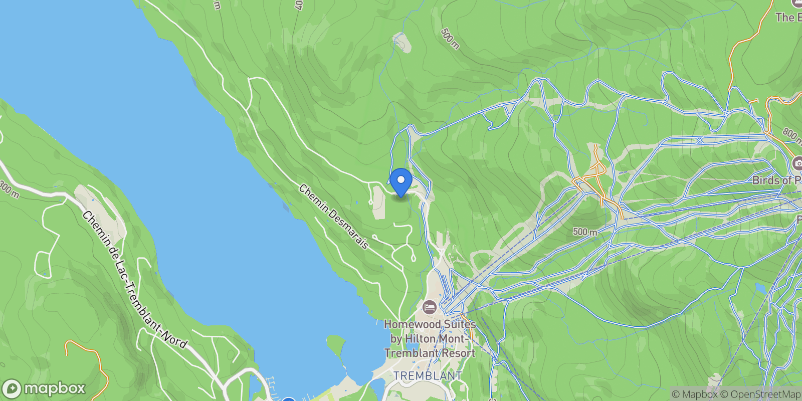 Map showing 605 Ch. des Skieurs, Mont-Tremblant, Quebec, Canada.