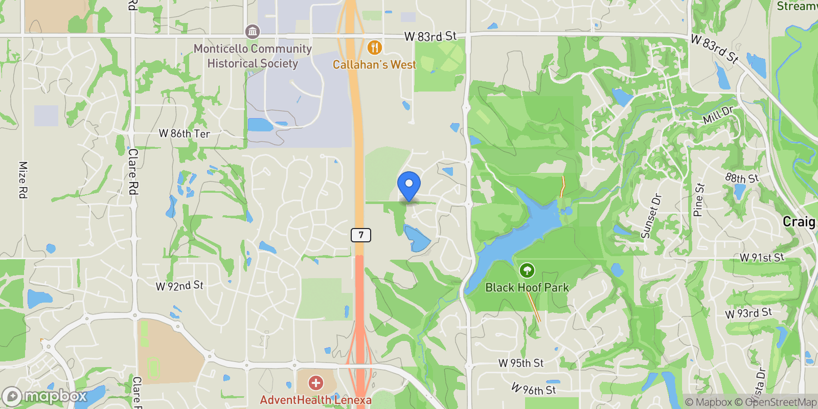 Map showing 8910 Ginger Street, Lenexa, KS 66227, Lenexa, Kansas, United States.