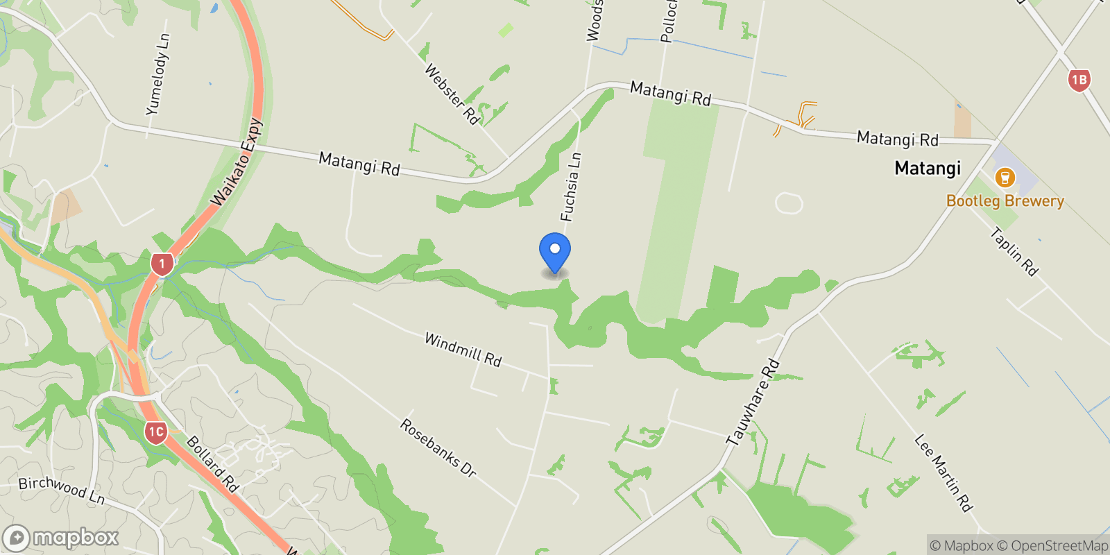 Map showing 94B Fuchsia Lane Matangi, Hamilton, TAS 3284, Hamilton, Waikato, New Zealand.