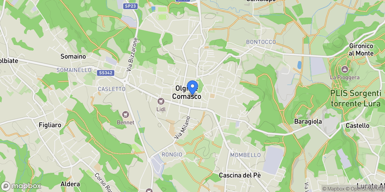 Map showing via Papa Giovanni XXIII, Olgiate Comasco, Lombardy, Italy.