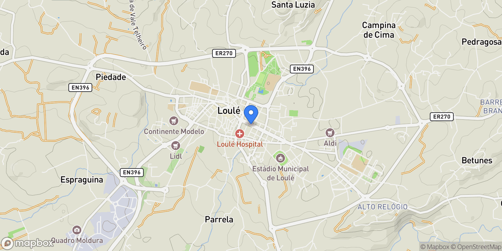 Map showing Loulé, Faro, Loule (Sao Clemente), Algarve, Portugal.