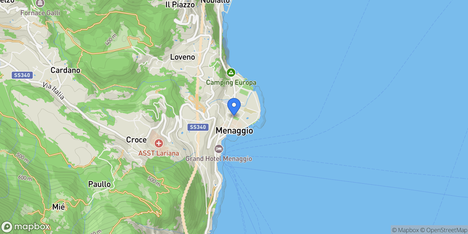 Map showing via Luigi Cadorna, Menaggio, Lombardy, Italy.