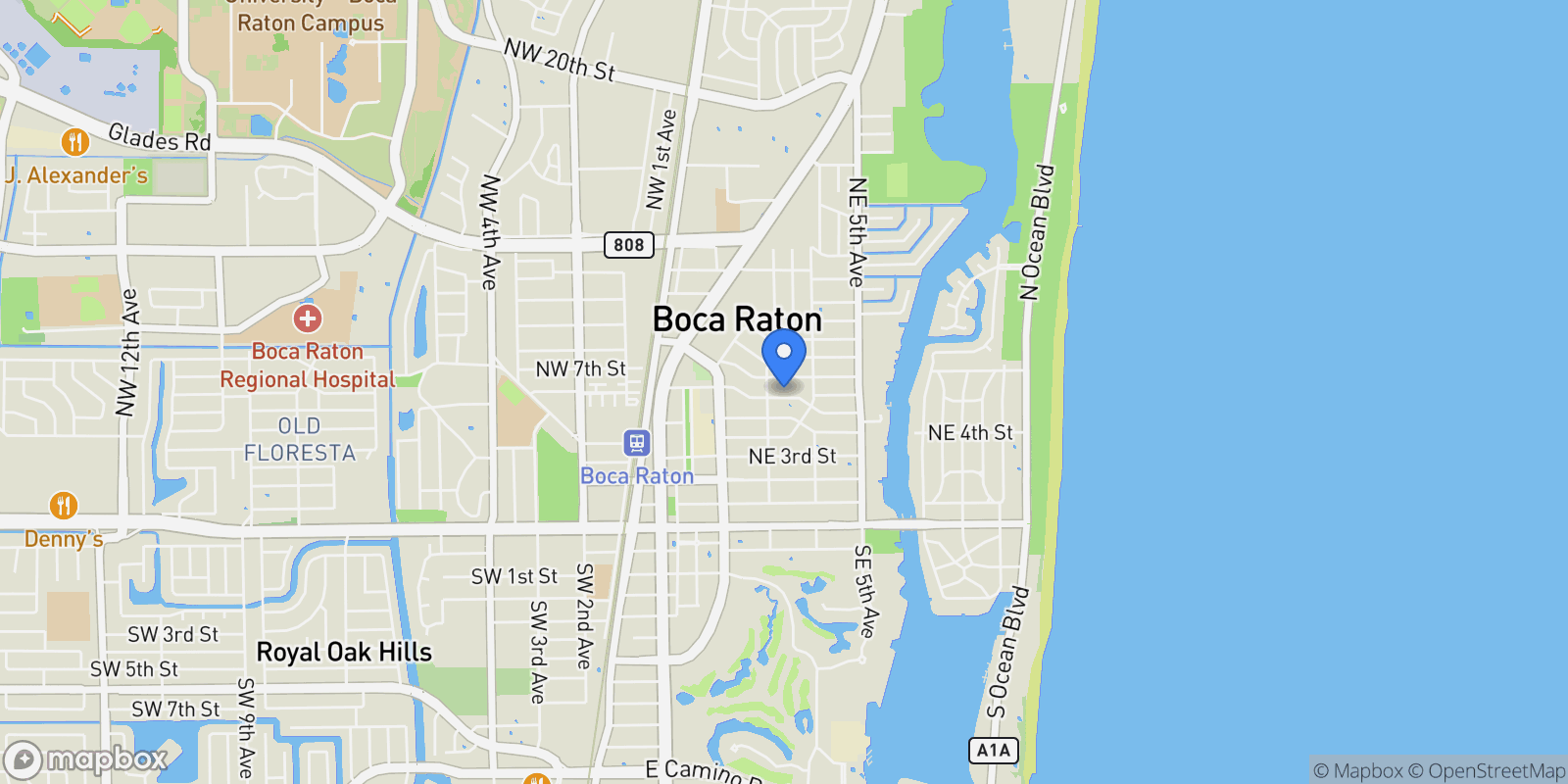 Map showing 335 NE 5th Street, Boca Raton, FL, 33432, USA, Boca Raton, Florida, United States.