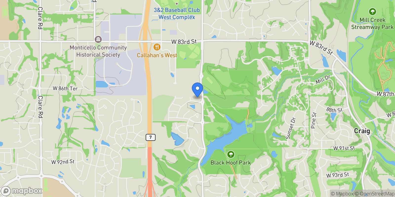 Map showing 22426 W 87th Terrace, Lenexa, KS 66227, Lenexa, Kansas, United States.