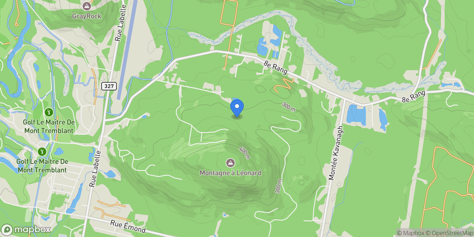 Map showing 405 Allée de la Sapinière, Mont-Tremblant, Quebec, Canada.