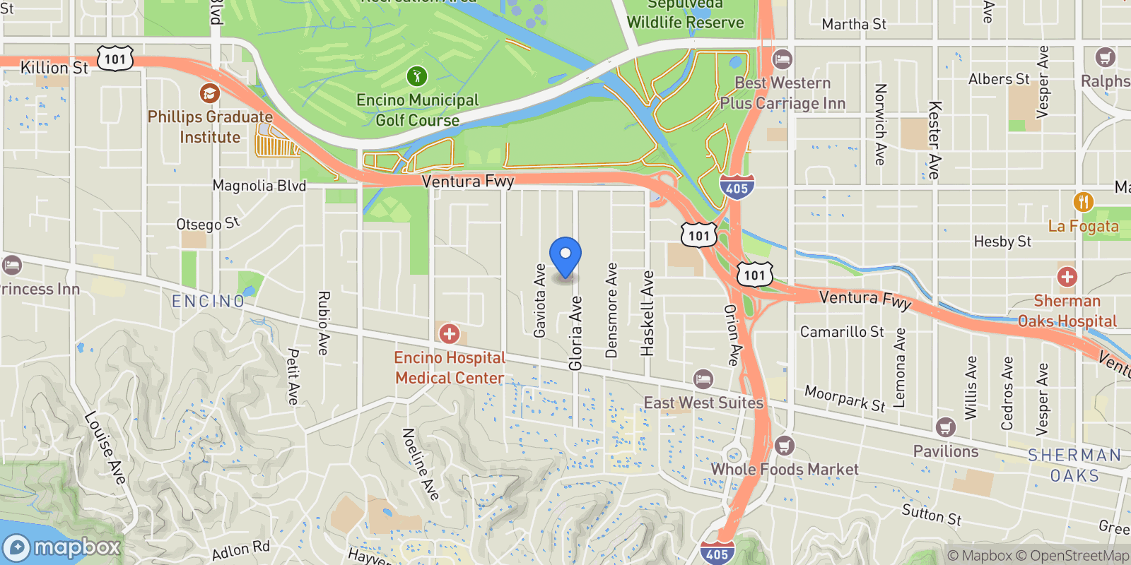 Map showing 15916 Daniel Ln, Los Angeles, California, United States.