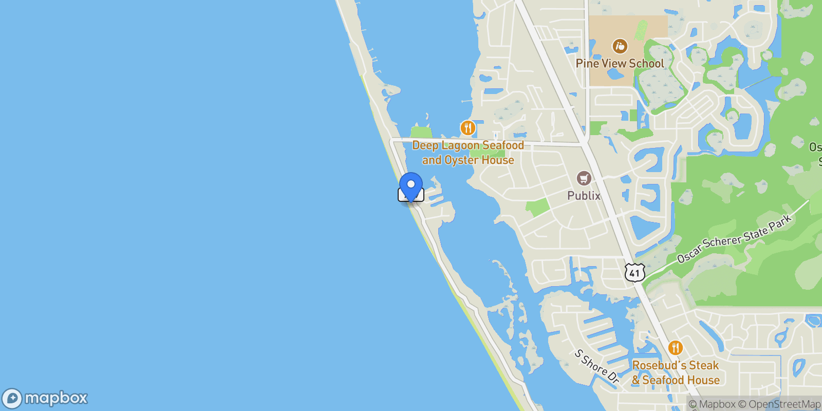 Map showing 3761 CASEY KEY ROAD, Nokomis, FL, 34275, USA, Venice, Florida, United States.