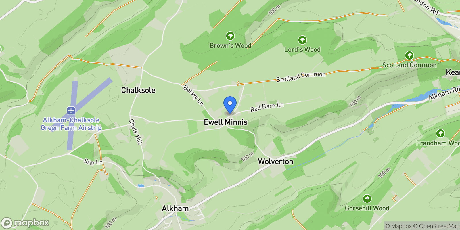 Map showing Ewell Minnis, Dover, England, United Kingdom.