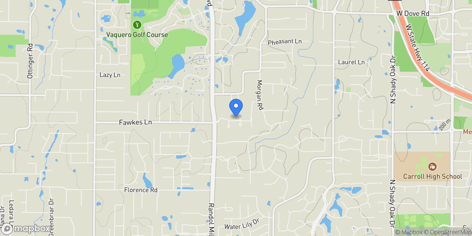 Map showing 1820 Beam Drive, Southlake, TX 76092, Grapevine, Texas, United States.