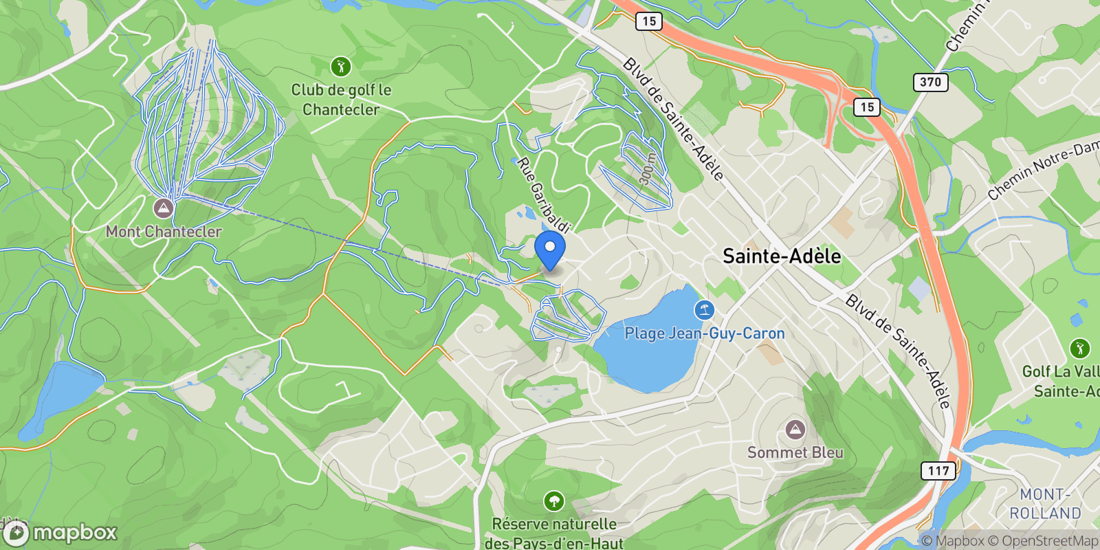 Map showing 290 Rue de St-Moritz, Sainte-Adèle, Quebec, Canada.